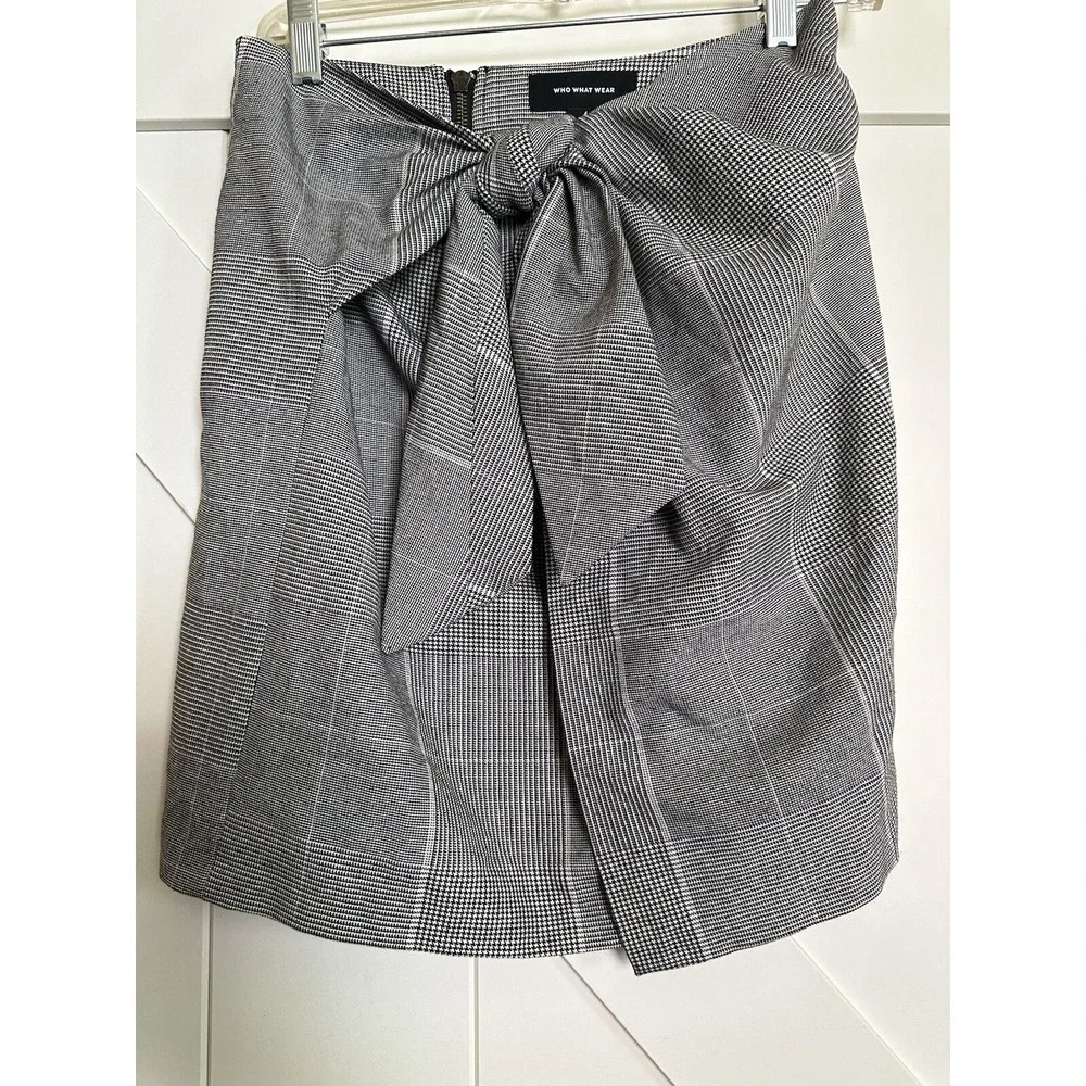 Who What Wear‎ Women's Wrap Skirt Black Plaid Size 4